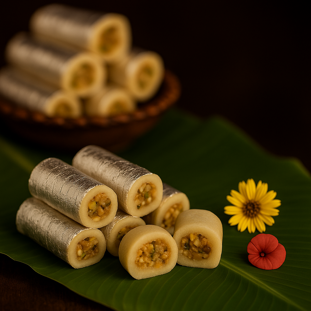 Dry fruits kaju katli roll